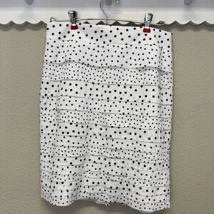 White House Black Market Ruffled Pencil Skirt Knee-Length Black and White